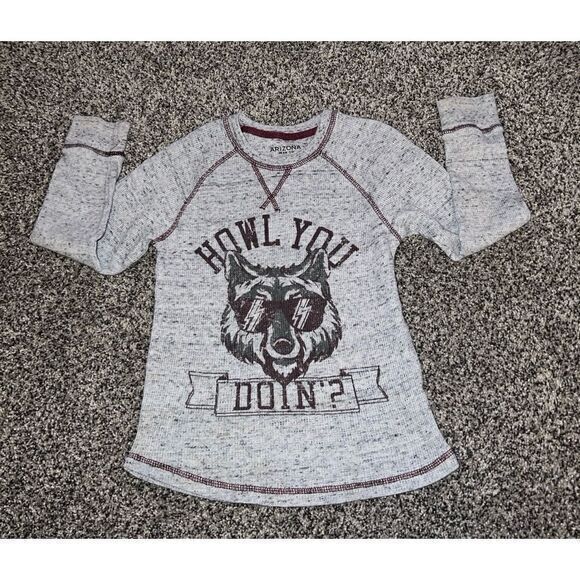 Arizona Jeans Boys Gray‎ "Howl you doin?" Long Sleeve shirt size 6/7 - Picture 1 of 4